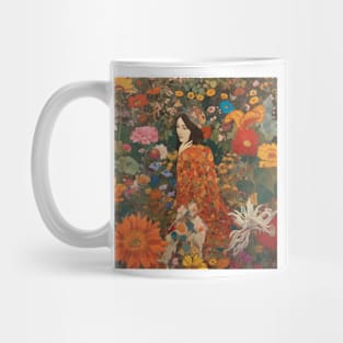 Woman surrounded by flowers 3. Mug